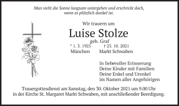 Traueranzeige von Luise Stolze von merkurtz