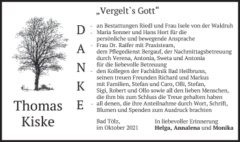 Traueranzeige von Thomas Kiske von merkurtz