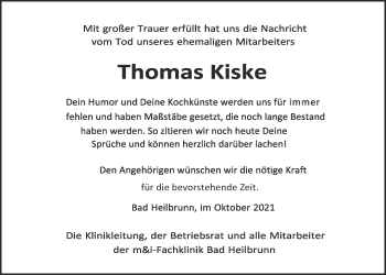 Traueranzeige von Thomas Kiske von merkurtz