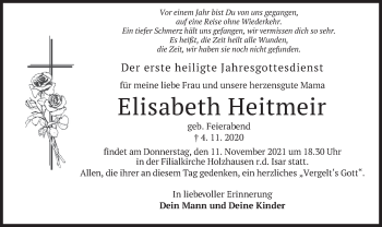 Traueranzeige von Elisabeth Heitmeir von merkurtz