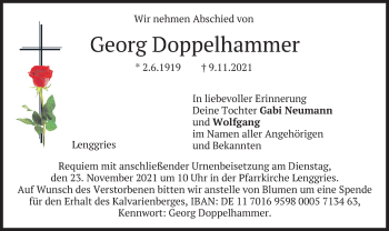 Traueranzeige von Georg Doppelhammer von merkurtz