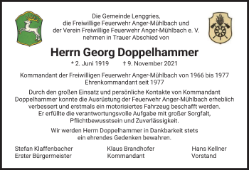 Traueranzeige von Georg Doppelhammer von merkurtz