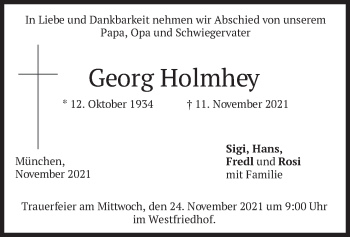 Traueranzeige von Georg Holmhey von merkurtz