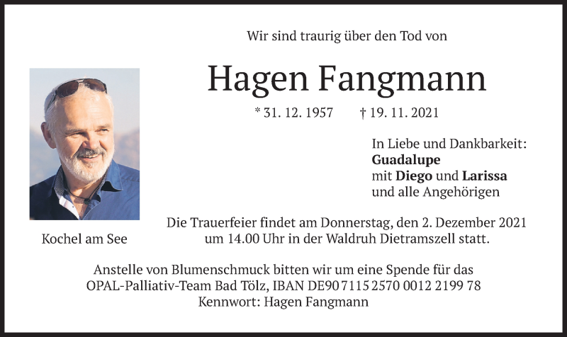  Traueranzeige für Hagen Fangmann vom 27.11.2021 aus merkurtz