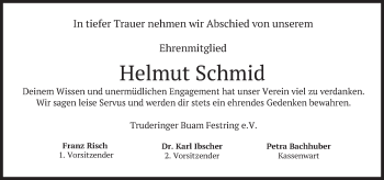 Traueranzeige von Helmut Schmid von merkurtz