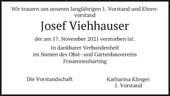 Traueranzeige von Josef Viehhauser