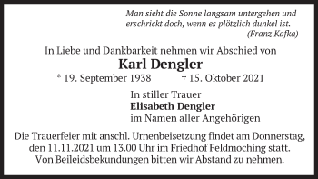 Traueranzeige von Karl Dengler von merkurtz