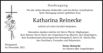 Traueranzeige von Katharina Reinecke von merkurtz