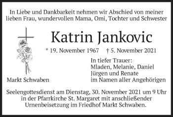 Traueranzeige von Katrin Jankovic von merkurtz