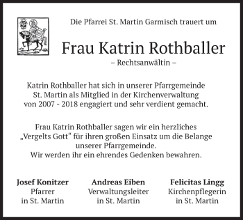 Traueranzeige von Katrin Rothballer von merkurtz