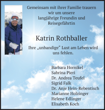 Traueranzeige von Katrin Rothballer von merkurtz
