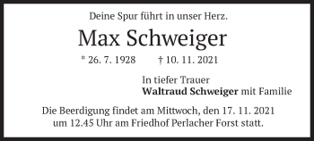Traueranzeige von Max Schweiger von merkurtz