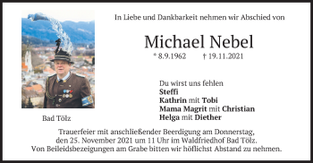 Traueranzeige von Michael Nebel von merkurtz