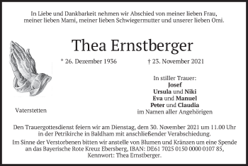 Traueranzeige von Thea Ernstberger von merkurtz