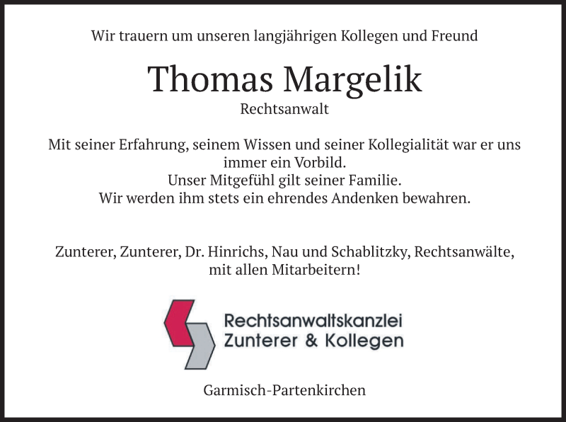  Traueranzeige für Thomas Margelik vom 27.11.2021 aus merkurtz