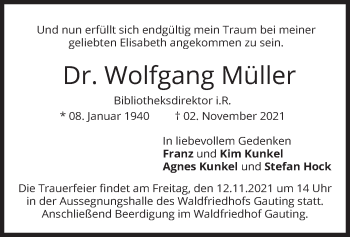 Traueranzeige von Wolfgang Müller von merkurtz