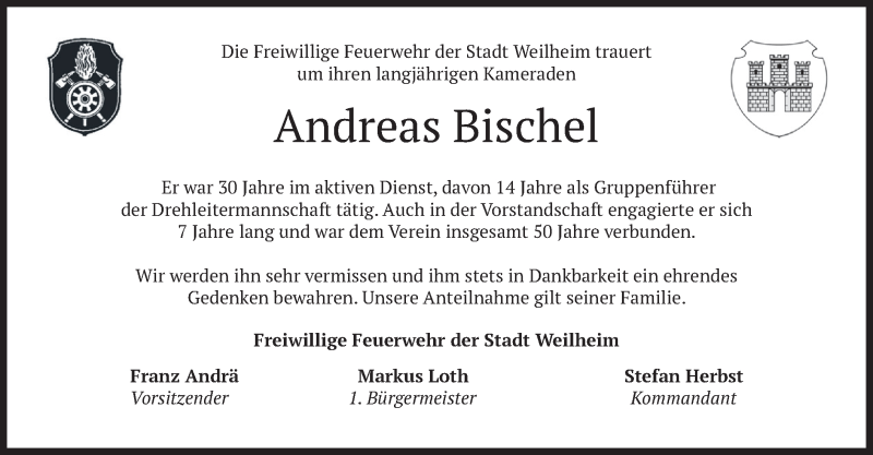  Traueranzeige für Andreas Bischel vom 04.12.2021 aus merkurtz