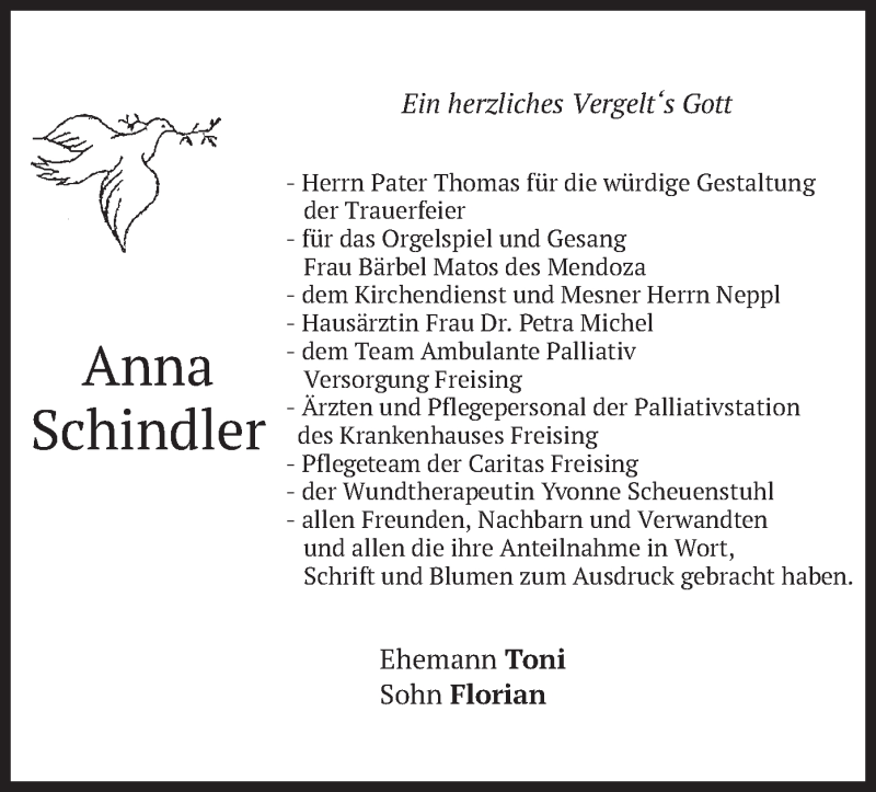  Traueranzeige für Anna Schindler vom 11.12.2021 aus merkurtz