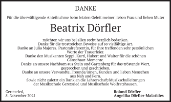 Traueranzeige von Beatrix Dörfler von merkurtz