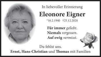 Traueranzeige von Eleonore Eigner