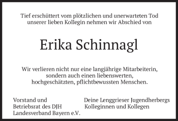 Traueranzeige von Erika Schinnagl von merkurtz