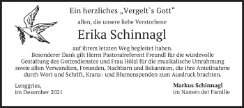 Traueranzeige von Erika Schinnagl von merkurtz