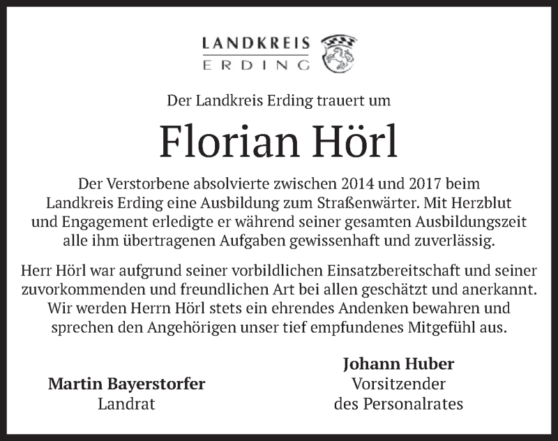  Traueranzeige für Florian Hörl vom 07.12.2021 aus merkurtz
