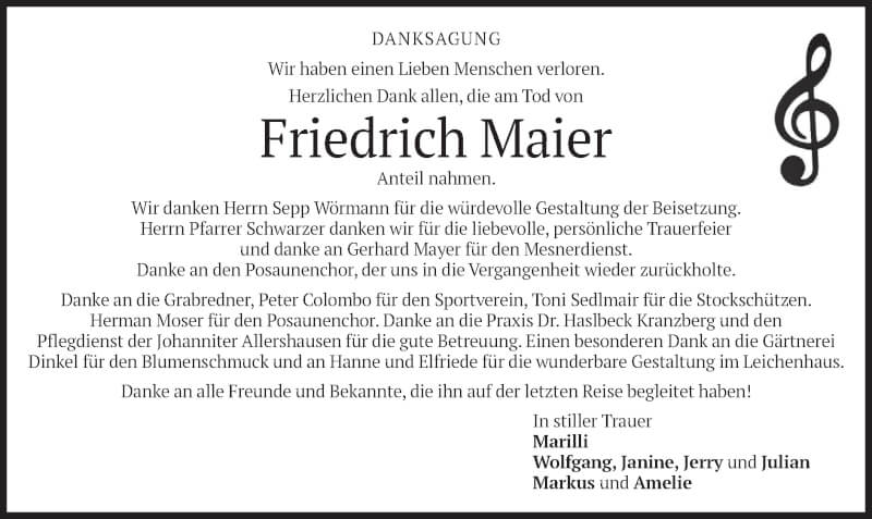  Traueranzeige für Friedrich Maier vom 18.12.2021 aus merkurtz