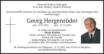 Traueranzeigen von Georg Hergenröder | trauer.merkur.de