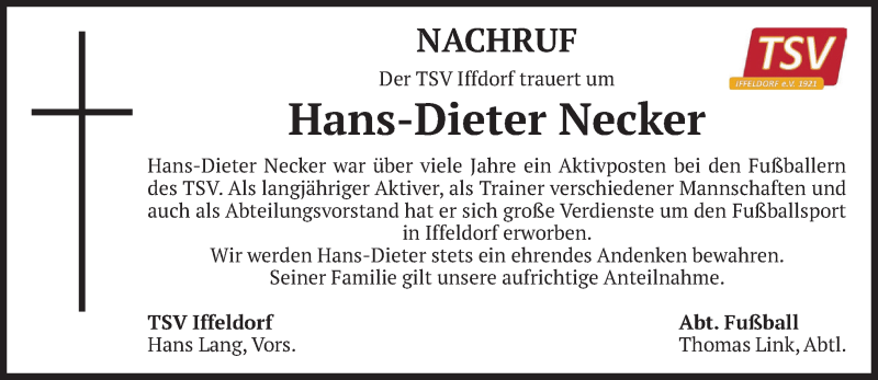  Traueranzeige für Hans-Dieter Necker vom 11.12.2021 aus Das Gelbe Blatt Penzberg