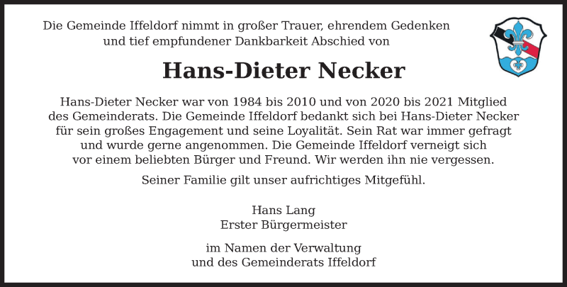  Traueranzeige für Hans-Dieter Necker vom 11.12.2021 aus Das Gelbe Blatt Penzberg