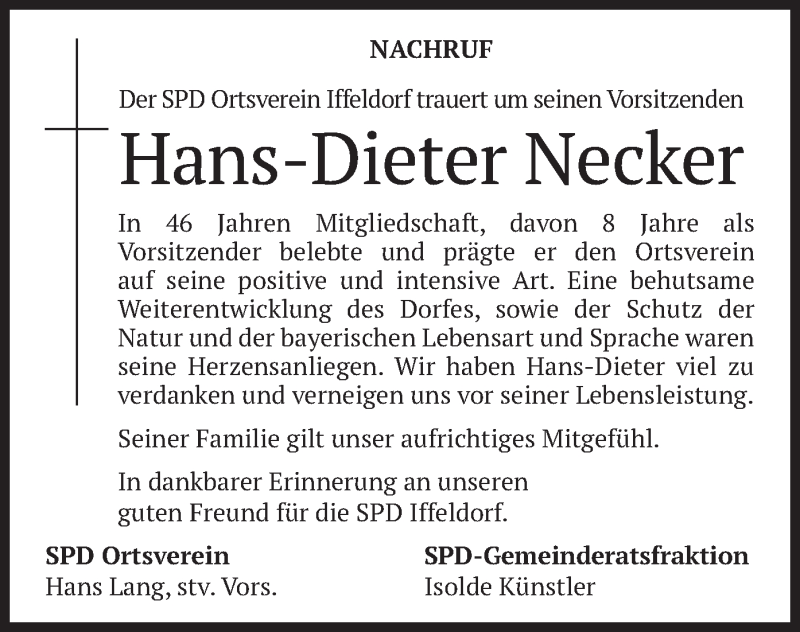  Traueranzeige für Hans-Dieter Necker vom 10.12.2021 aus merkurtz