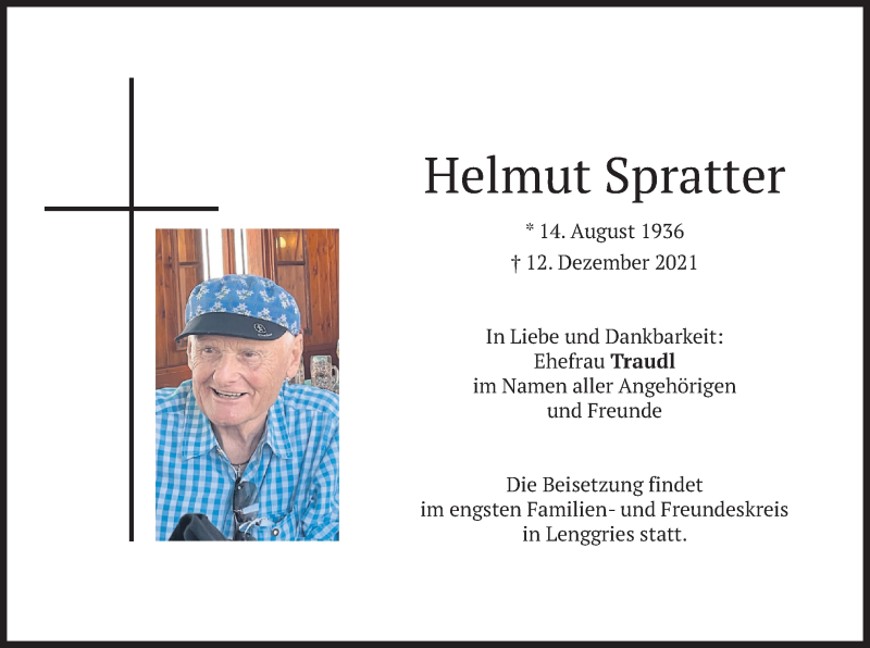 Traueranzeigen von Helmut Spratter | trauer.merkur.de