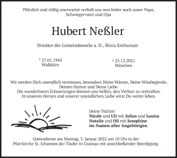 Traueranzeige von Hubert Neßler von merkurtz