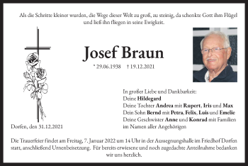 Traueranzeige von Josef Braun von merkurtz