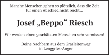 Traueranzeige von Josef Riesch von merkurtz
