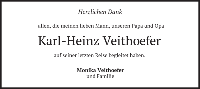  Traueranzeige für Karl-Heinz Veithoefer vom 04.12.2021 aus merkurtz