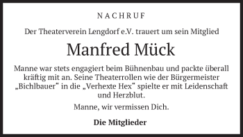 Traueranzeige von Manfred Mück von merkurtz