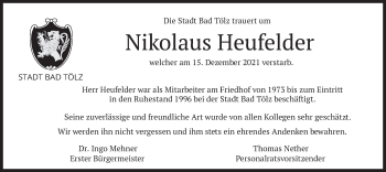 Traueranzeige von Nikolaus Heufelder von merkurtz