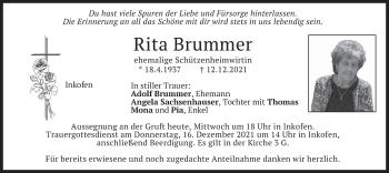 Traueranzeige von Rita Brummer von merkurtz