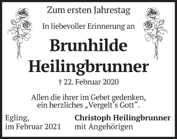 Traueranzeige von Brunhilde Heilingbrunner von merkurtz