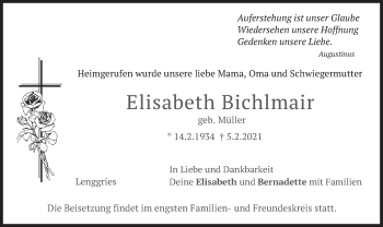 Traueranzeige von Elisabeth Bichlmair von merkurtz