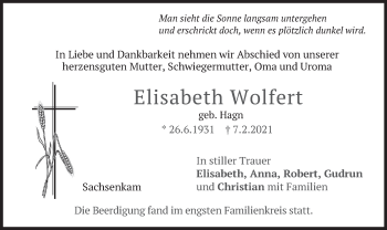 Traueranzeige von Elisabeth Wolfert von merkurtz