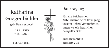 Traueranzeige von Katharina Guggenbichler von merkurtz