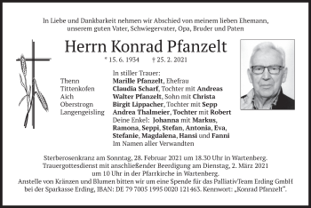 Traueranzeige von Konrad Pfanzelt von merkurtz