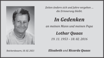 Traueranzeige von Lothar Quaas von merkurtz