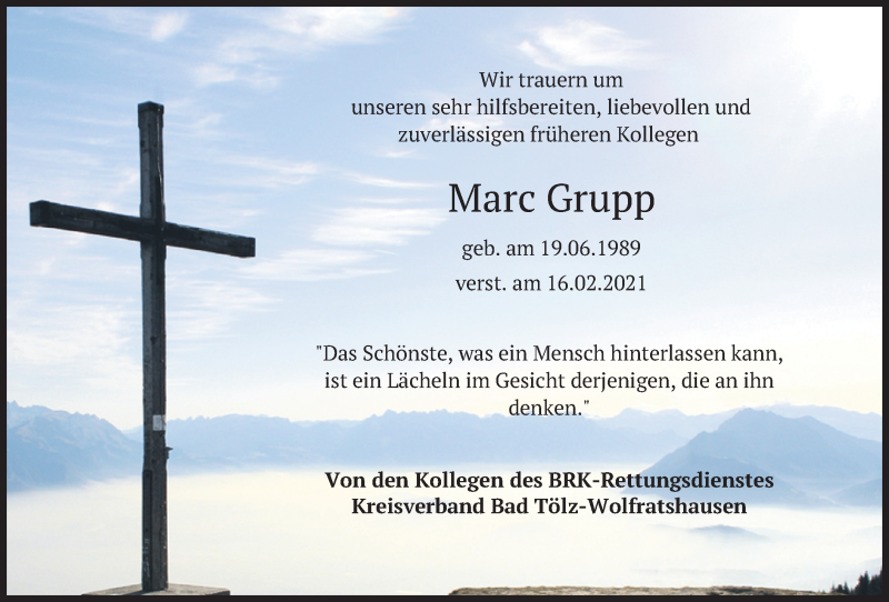  Traueranzeige für Marc Grupp vom 23.02.2021 aus merkurtz