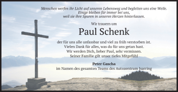 Traueranzeige von Paul Schenk von merkurtz