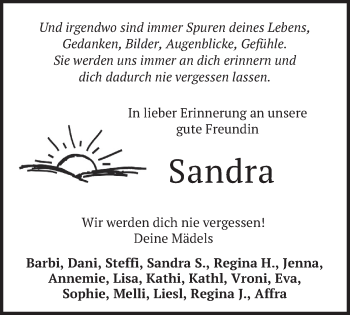 Traueranzeige von Sandra  von merkurtz