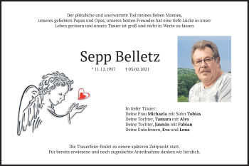Traueranzeige von Sepp Belletz von merkurtz